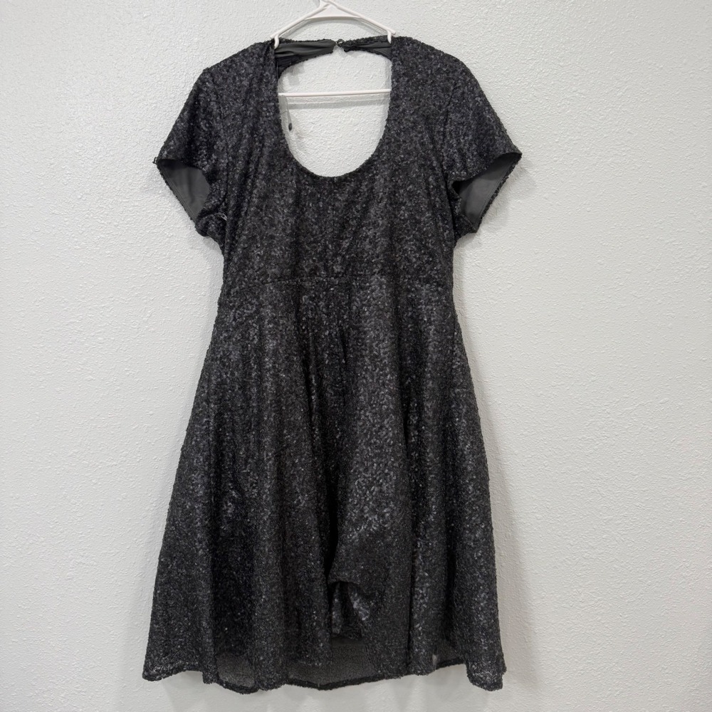 Torrid Black Sequin Skater Dress Size‎ 16 Keyhole Back Cocktail Party Mini Dress